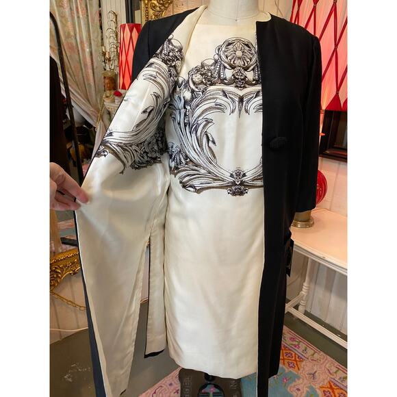 vtg 1960s 2 piece sheath and coat trompe l'oeil fabiola reversible 60s fashion - Picture 9 of 15